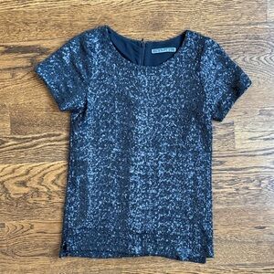 Velvet Black Sequin Short Sleeve Top